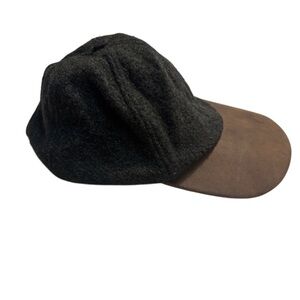 Vintage Hat Unisex 20s Grey Wool Brown Suede Bill Newsboy Cap Made USA Aviator